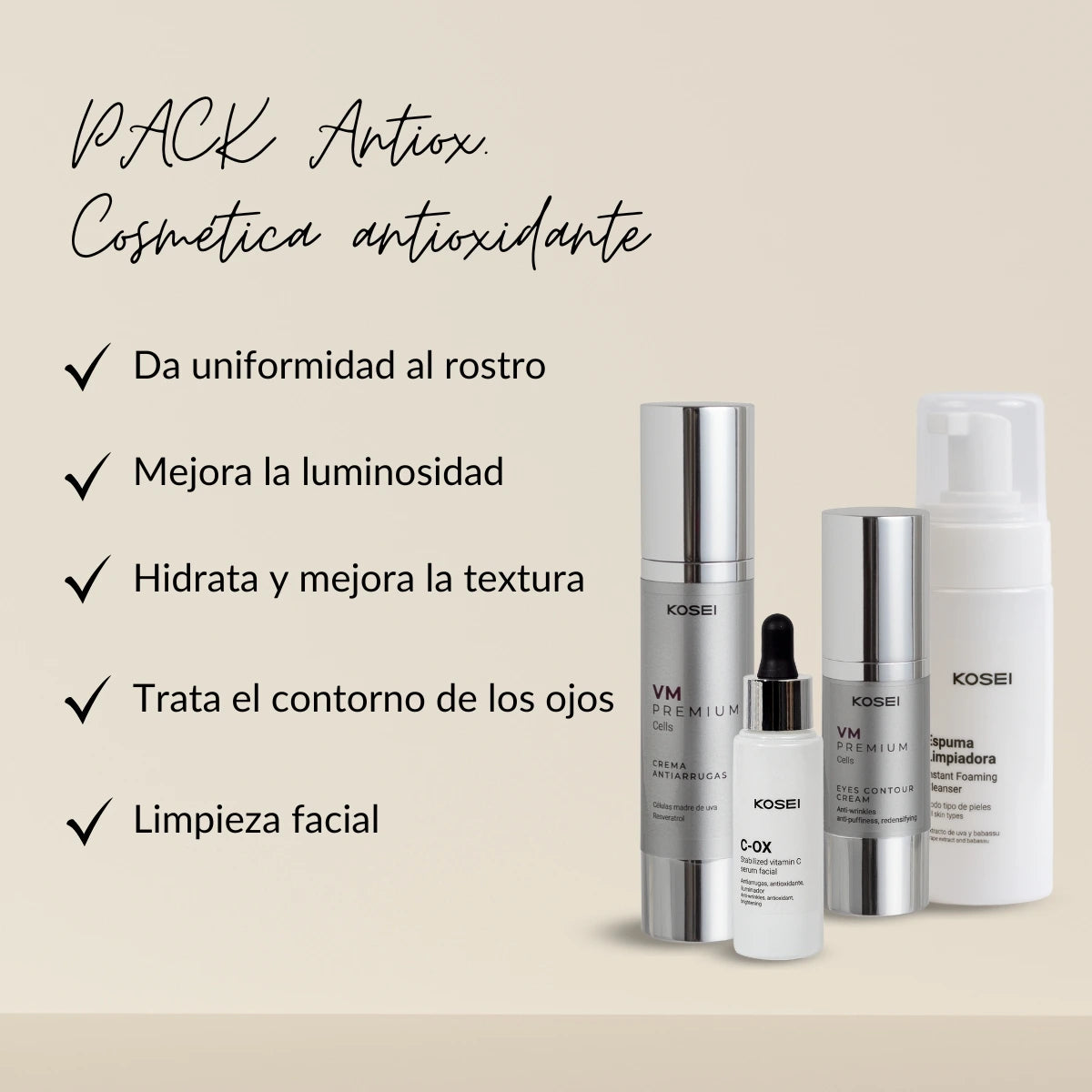 antioxidantes facial kosei antiox pack