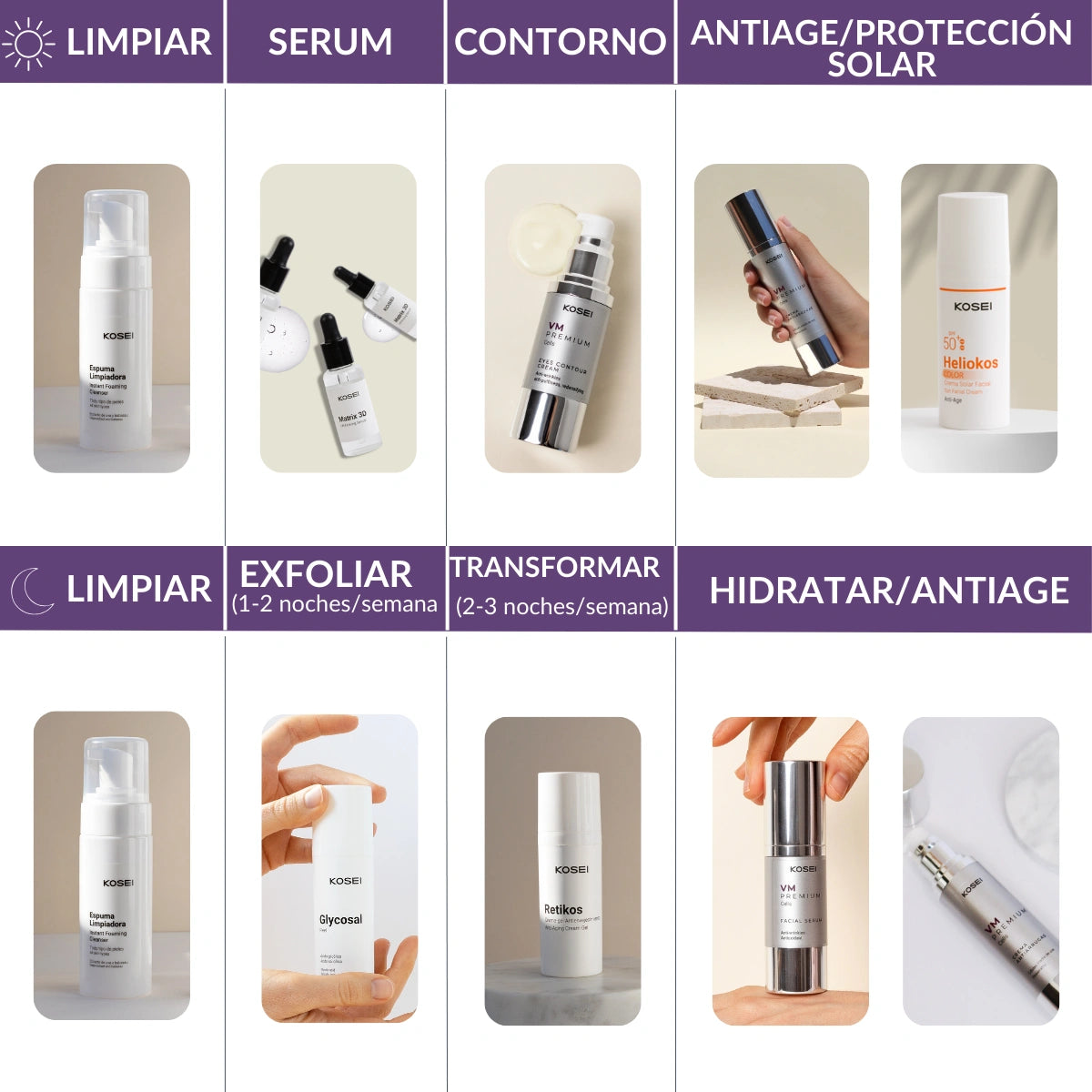 crema facial efecto lifting kosei anti age pack