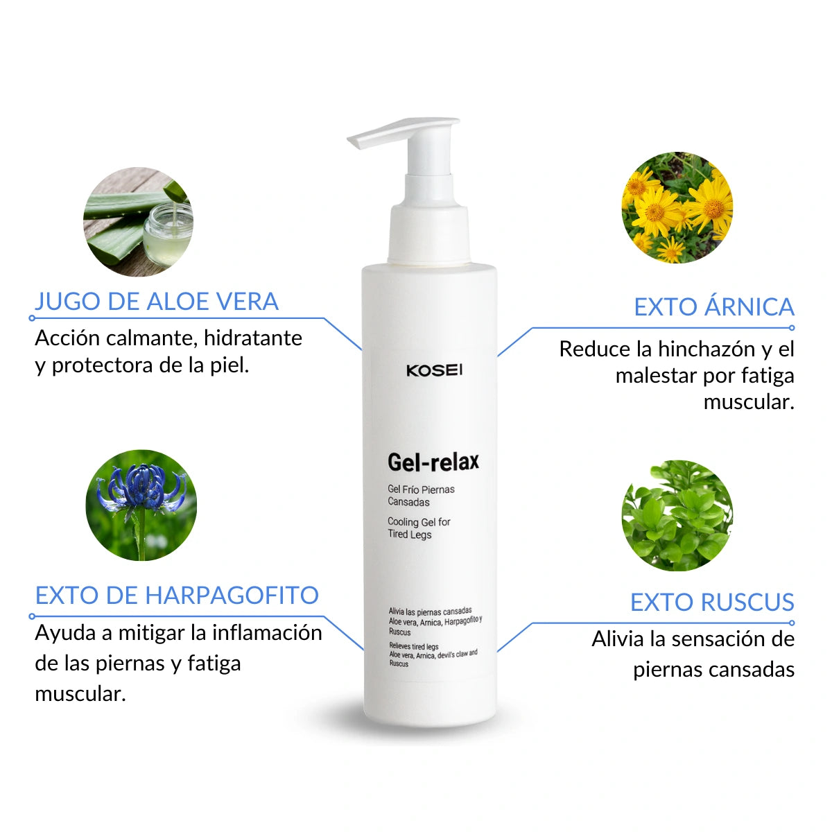 gel frio para piernas kosei gel relax