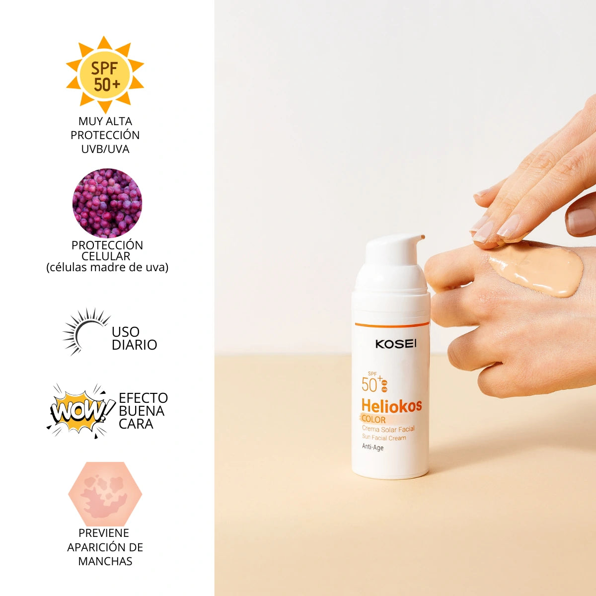 mejor protector solar facial con color kosei heliokos