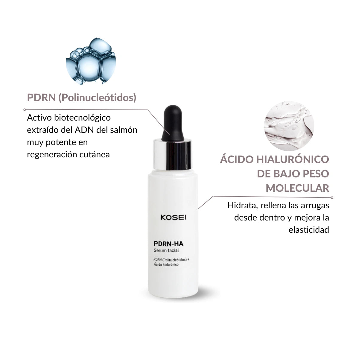 ingredientes del serum con pdrn de salmón y ácido hialurónico Kosei PDRN-HA