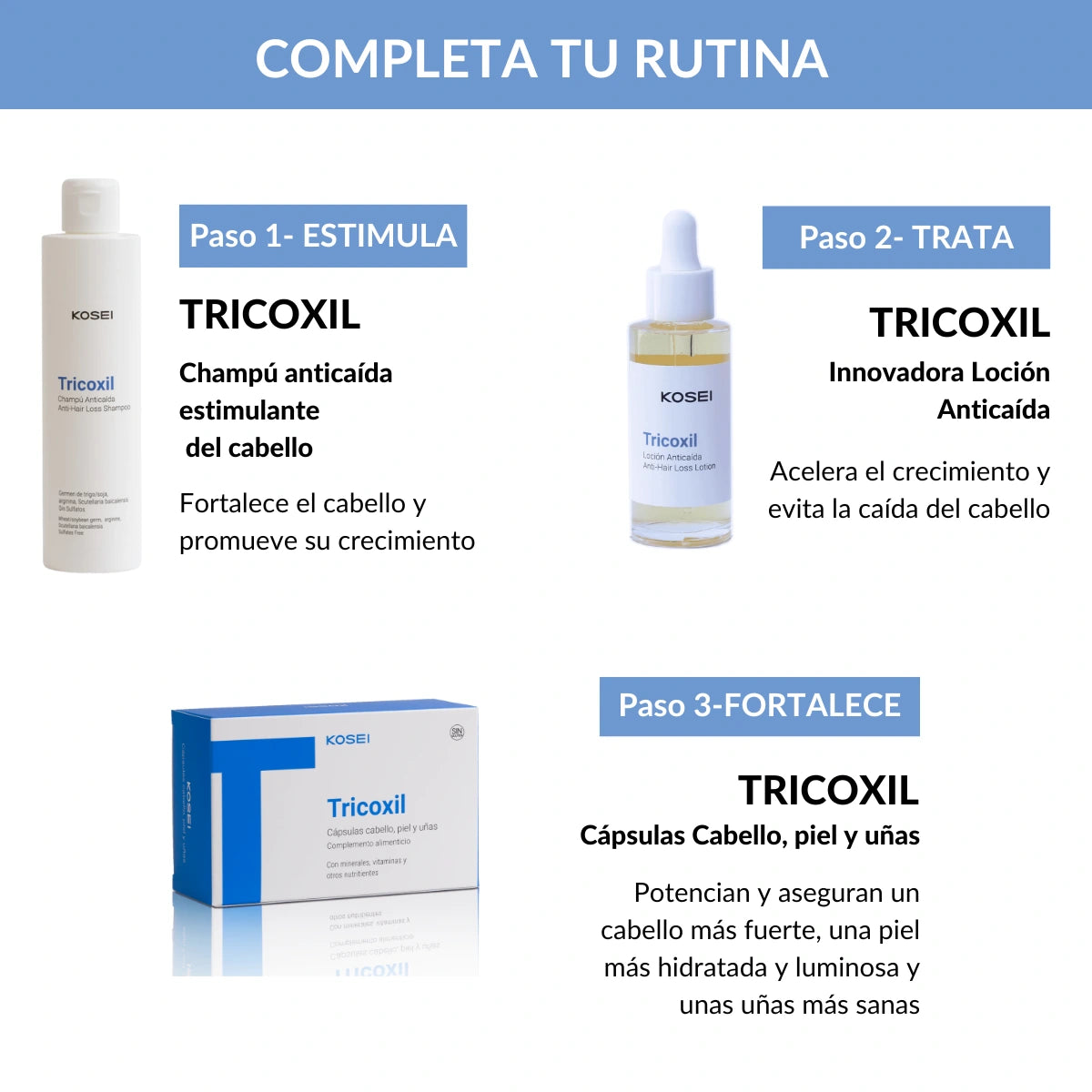vitaminas para la caida del cabello kosei tricoxil capsulas