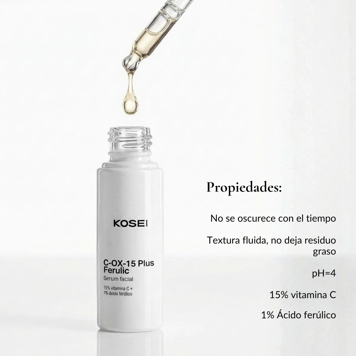 propiedades del serum con vitamina C y ferúlico Kosei C-OX-15 plus ferulic