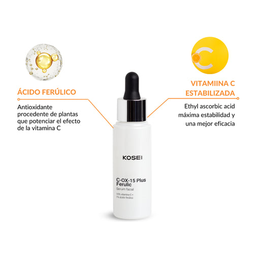 ingredientes del serum con vitamina C y ácido ferúlico Kosei C-OX-15 plus ferulic